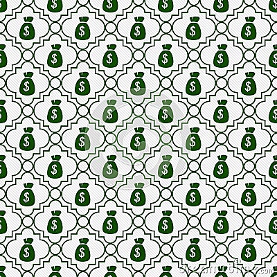 Green and White Money Bag Repeat Pattern Background Stock Photo