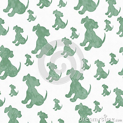 Green and White Puppy Dog Tile Pattern Repeat Background Stock Photo