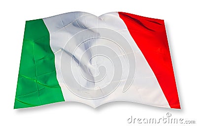 Green, white and red italian flag concept image - 3D rendering concept image of an opened photo book isolated on white - I`m the Stock Photo