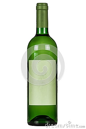 Green wine bottle on a white background Stock Photo