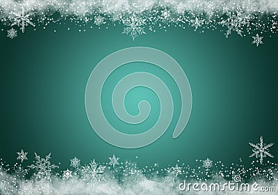 Green Winter Background with snowflakes for your own creations Stock Photo