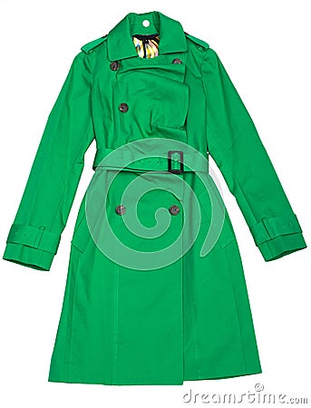 Green Women's raincoat Stock Photo