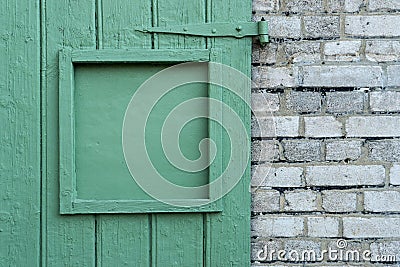 Green wooden door Stock Photo