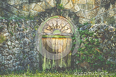 Green Wooden Door Stock Photo