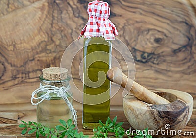 green Woodruff vinegar Stock Photo