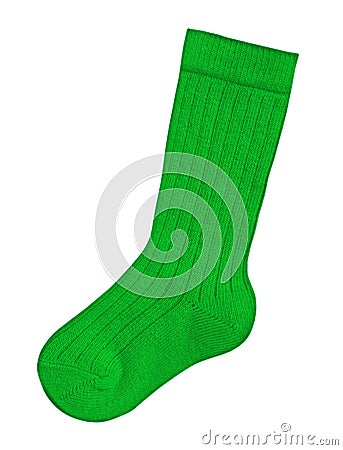 Wool sock isolated - green Stock Photo