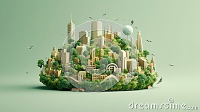 The green world and green cities ECO Concept. Generative Ai Stock Photo