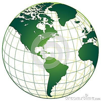 Green World Map Vector Illustration