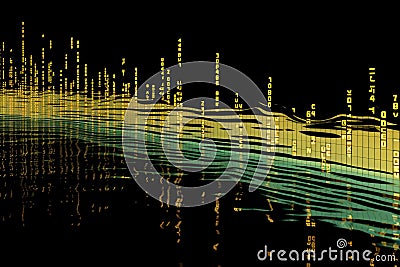 Green and yellow binary code stream data transfer and technology representation Stock Photo