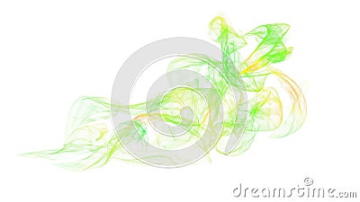 Green and yellow colorful smoked Interesting funky colored smoke splash isolated on white Stock Photo