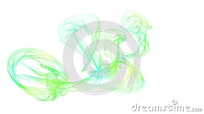 Green and yellow colorful smoked Interesting funky colored smoke splash isolated on white Stock Photo