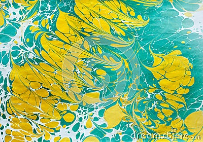 Green yellow ebru Stock Photo