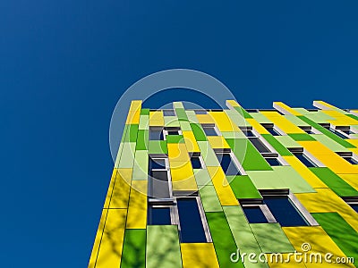 Green and yellow facade. Stock Photo