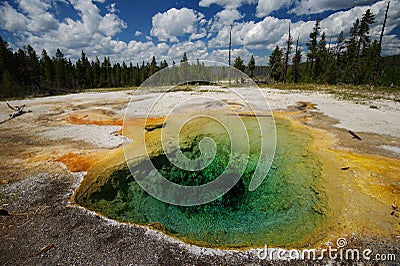 Green and yellow geyser Stock Photo