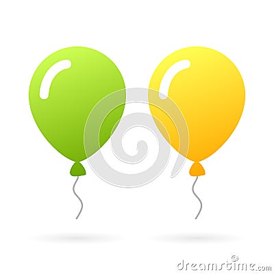 Green and yellow rubber balloon Vector Illustration