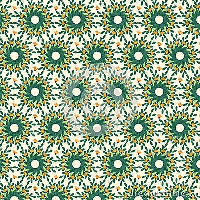 Green and yellow symmetric mandala pattern Vector Illustration