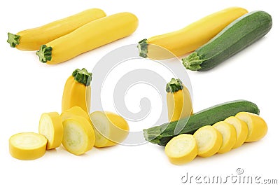Green and yellow zucchini Cucurbita pepo Stock Photo
