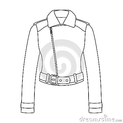 Green youth short leather jackets for confident women.Women clothing single icon in outline style vector symbol stock Vector Illustration