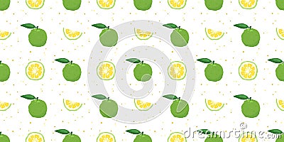 Green yuzu japanese citron fruit seamless pattern vector illustration. Vector Illustration