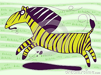 Green Zebra Vector Illustration