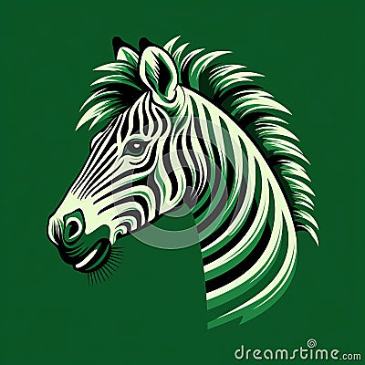 Green Zebra Logo: Simplified Compositions And Creative Illustrations Cartoon Illustration