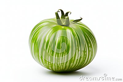 green zebra tomato isolated on white background, created by Generative AI Stock Photo