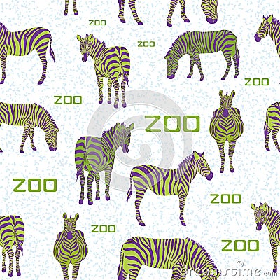 Green zebra white background pattern Vector Illustration
