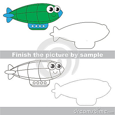 Green Zeppelin. Drawing worksheet. Vector Illustration