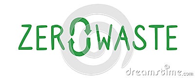 Green zero waste logo on white background Vector Illustration