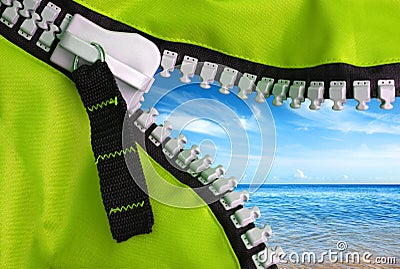 Green Zipper Stock Photo