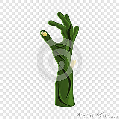 Green zombie hand icon, cartoon style Vector Illustration