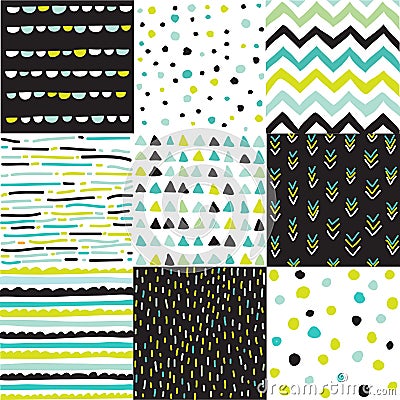 Hand drawn geometric patterns, abstract digital papers, abstract backgrounds Vector Illustration