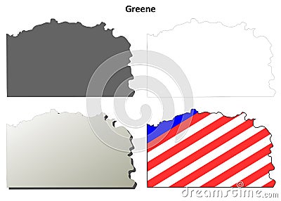 Greene County, Pennsylvania outline map set Vector Illustration