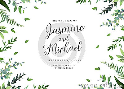 Greenery botanical wedding invitation Stock Photo