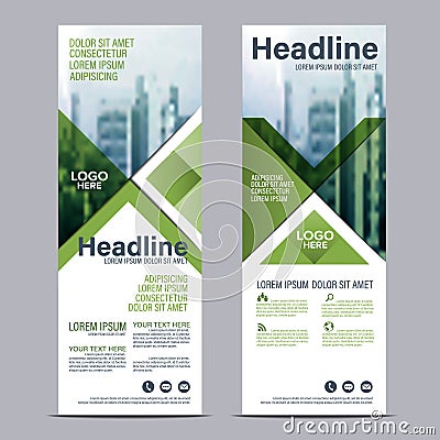 Greenery Roll up layout template mock up. flag flyer banner backdrop design. Vector Illustration