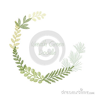 Greenery scribble hand drawn foliage border vector Vector Illustration