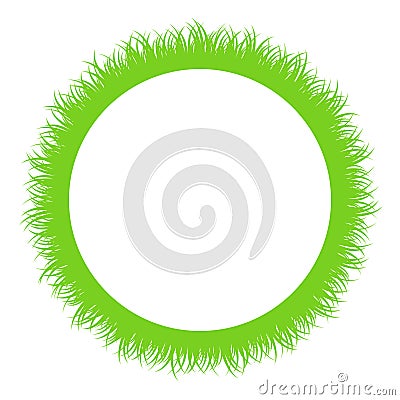 Circular green grass strip around a white circle, circle frame and border Vector Illustration