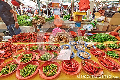 greengrocer of Chow Kit Market of Kuala Lumpur Editorial Stock Photo