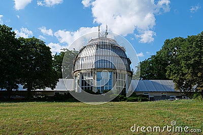 Greenhouse building in Kyiv, Ukraine, horticultural establishment Stock Photo