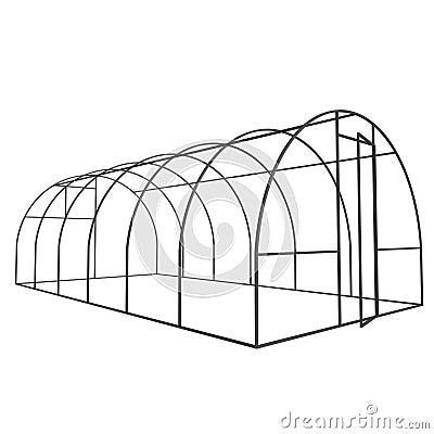 Greenhouse construction frame. Cartoon Illustration