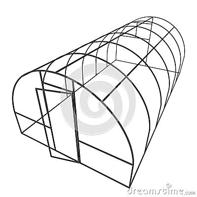 Greenhouse construction frame. Cartoon Illustration
