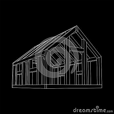 Greenhouse construction frame. Hothouse building object. Warm house Vector Illustration