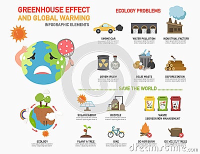 Greenhouse effect and global warming infographics. vector Vector Illustration