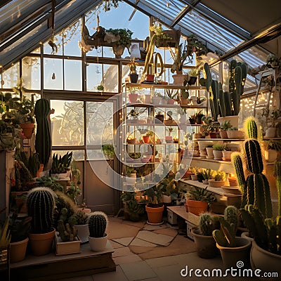 Greenhouse Serenity: A Botanical Symphony Stock Photo