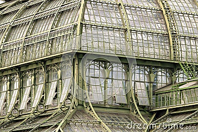 Greenhouse windows and walls detail vintage Vienna Stock Photo