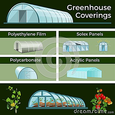 Greenhouses and high tunnels set Vector Illustration