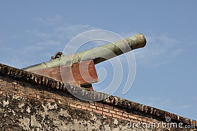 Greenish Cannon 1700s Stock Photo