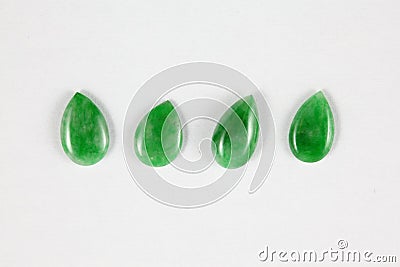 Greenish droplet-shaped Type-A Jade beads Stock Photo