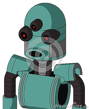 Greenish Mech With Dome Head And Round Mouth And Three-Eyed Stock Photo