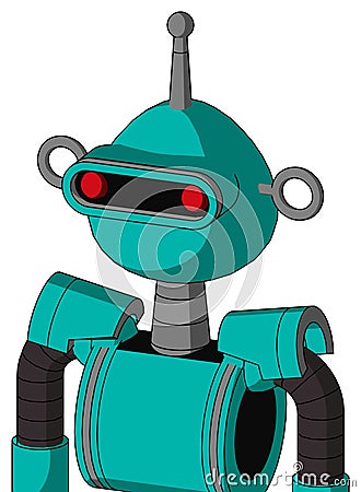 Greenish Robot With Rounded Head And Visor Eye And Single Antenna Stock Photo